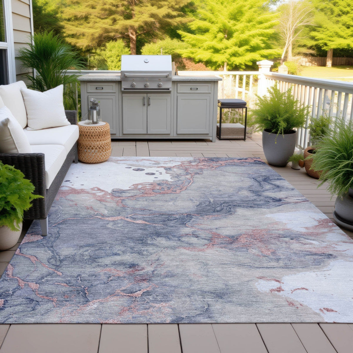 Addison Chantille ACN2110 Abstract Machine Made Transitional Blush Rug