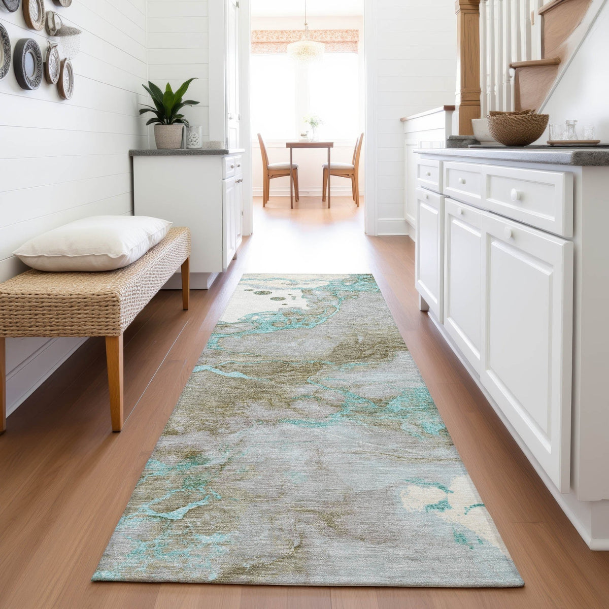 Addison Chantille ACN2110 Abstract Machine Made Transitional Teal Rug