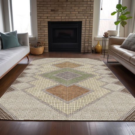 Addison Chantille ACN2111 Geometric Machine Made Transitional Brown Rug