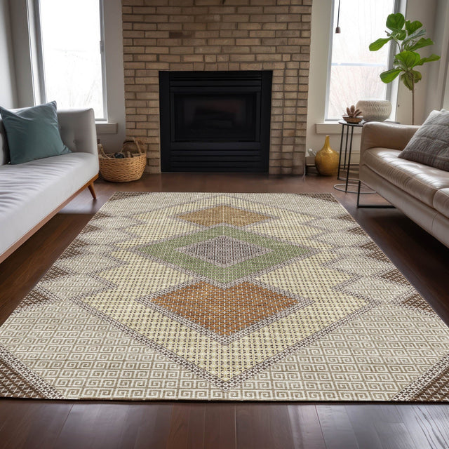 Addison Chantille ACN2111 Geometric Machine Made Transitional Brown Rug