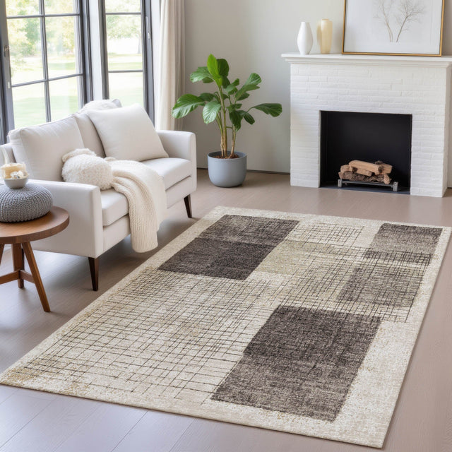 Addison Chantille ACN2112 Geometric Machine Made Transitional Brown Rug