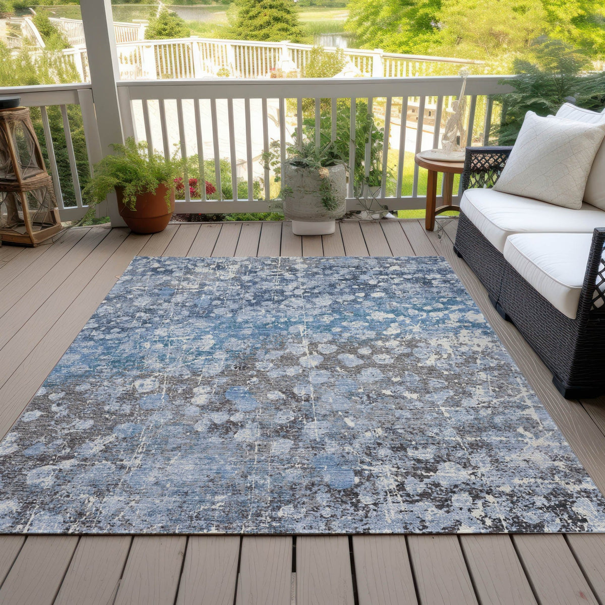 Addison Chantille ACN2113 Abstract Machine Made Transitional Blue Rug