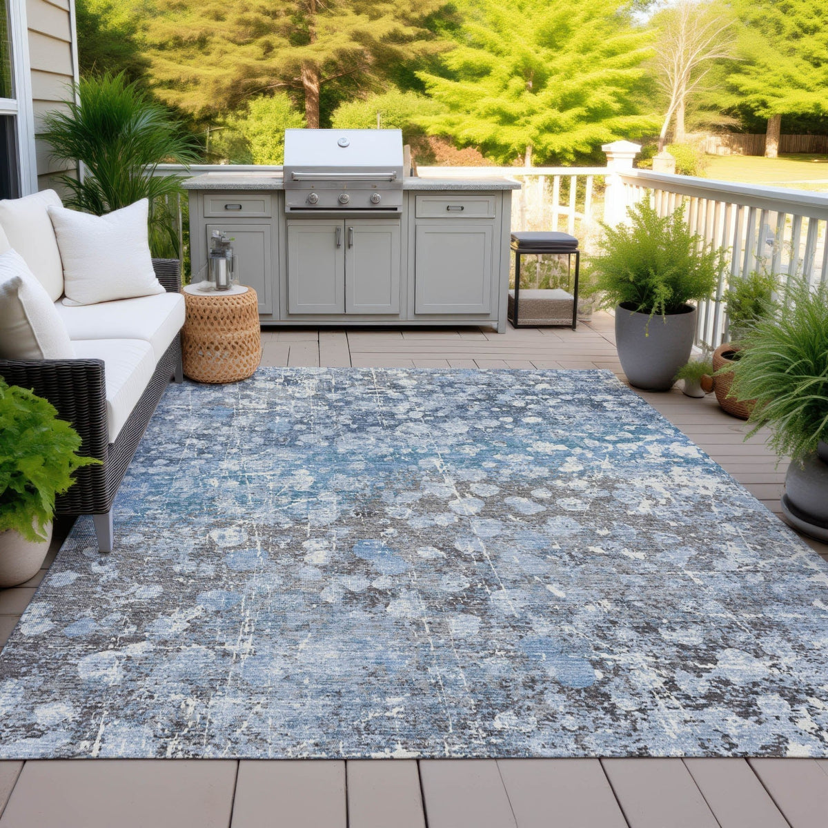 Addison Chantille ACN2113 Abstract Machine Made Transitional Blue Rug