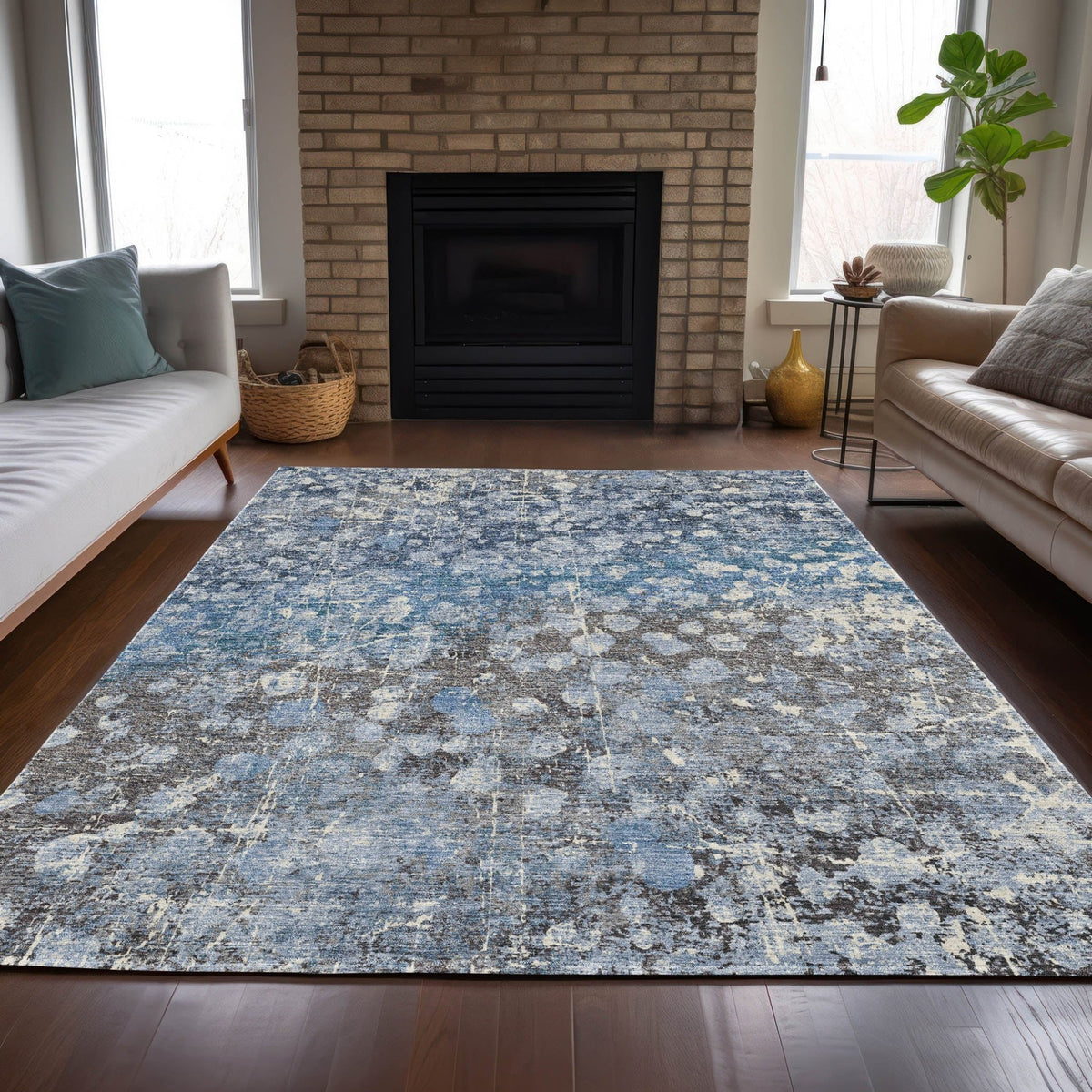 Addison Chantille ACN2113 Abstract Machine Made Transitional Blue Rug