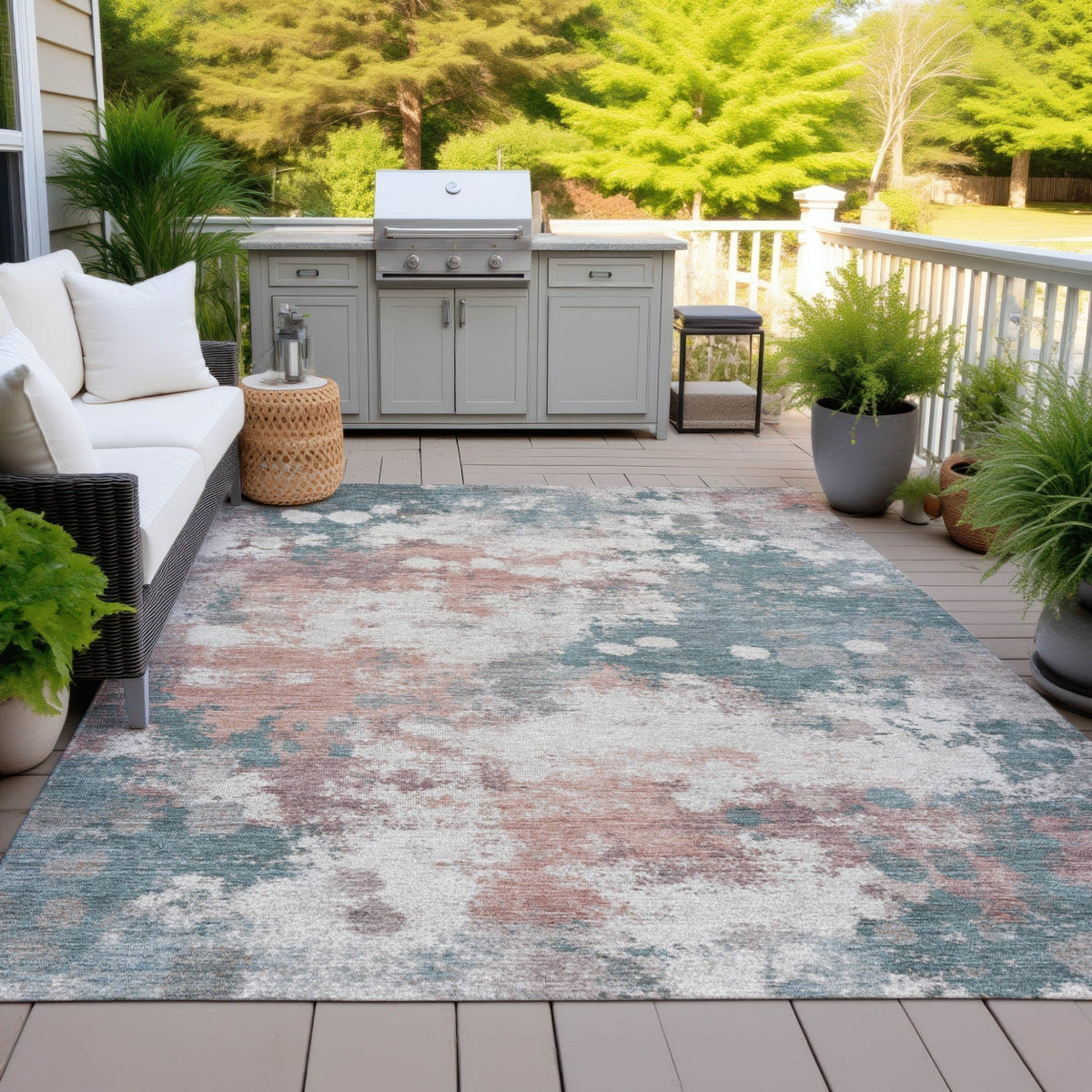 Addison Chantille ACN2114 Abstract Machine Made Transitional Coral Rug