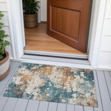 Addison Chantille ACN2114 Abstract Machine Made Transitional Teal Rug