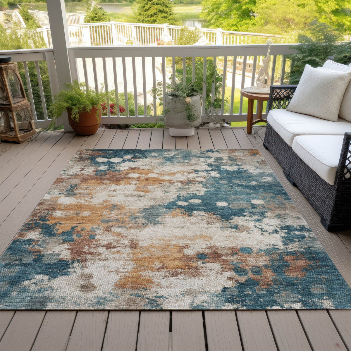 Addison Chantille ACN2114 Abstract Machine Made Transitional Teal Rug