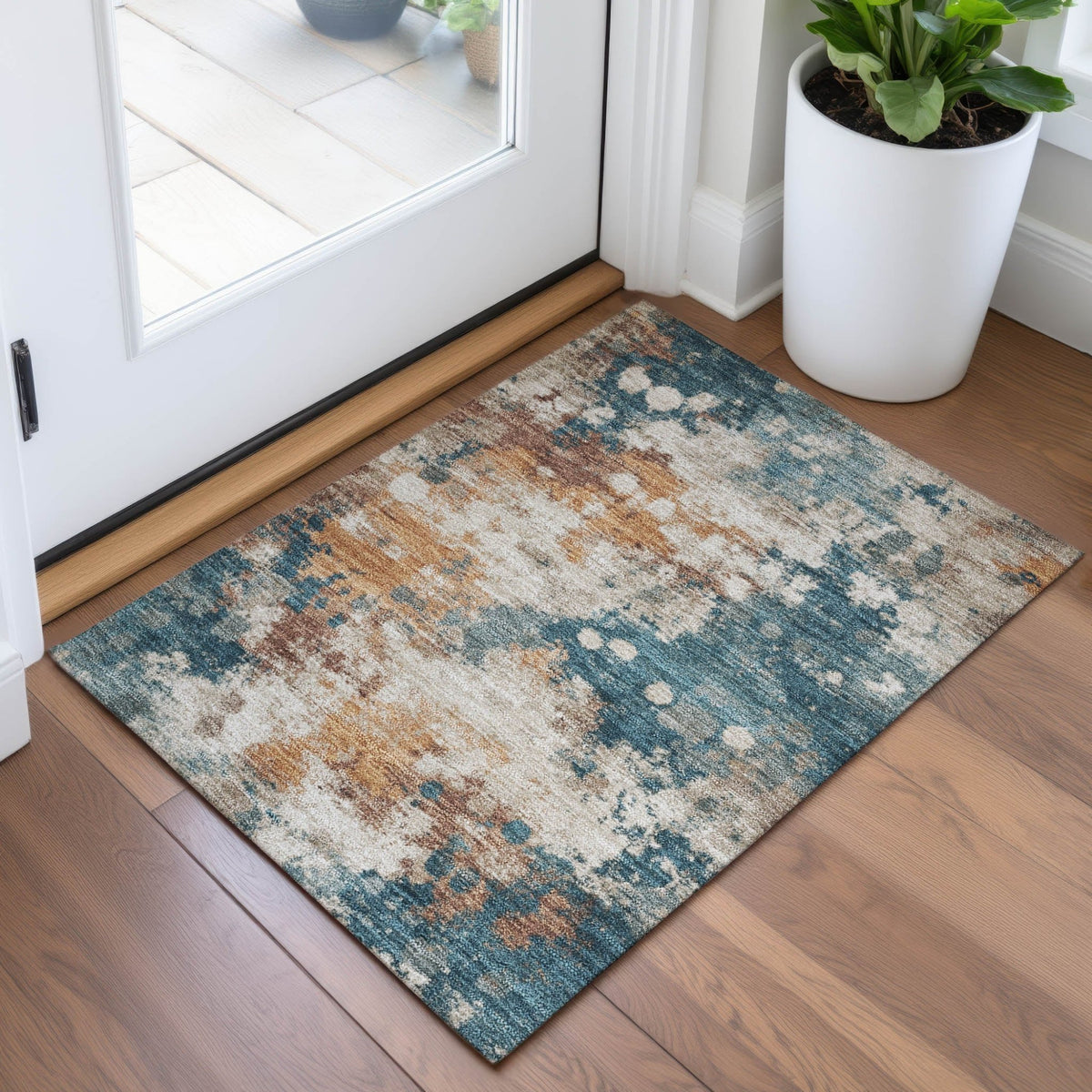 Addison Chantille ACN2114 Abstract Machine Made Transitional Teal Rug