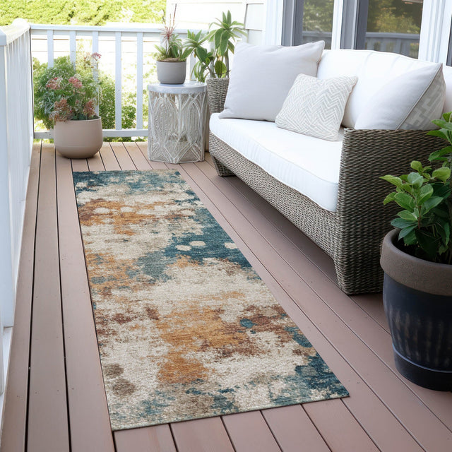 Addison Chantille ACN2114 Abstract Machine Made Transitional Teal Rug