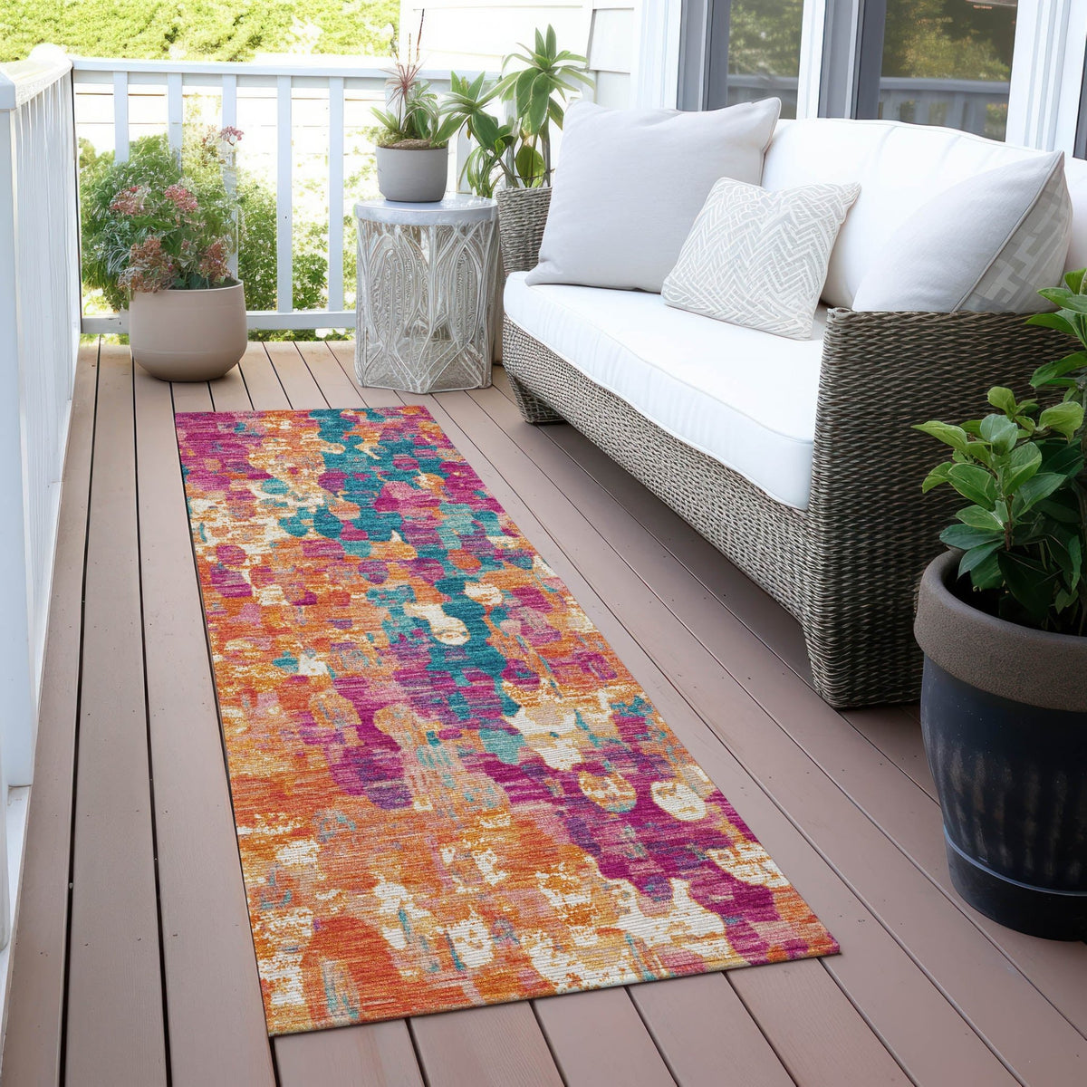 Addison Chantille ACN2115 Abstract Machine Made Transitional Blush Rug