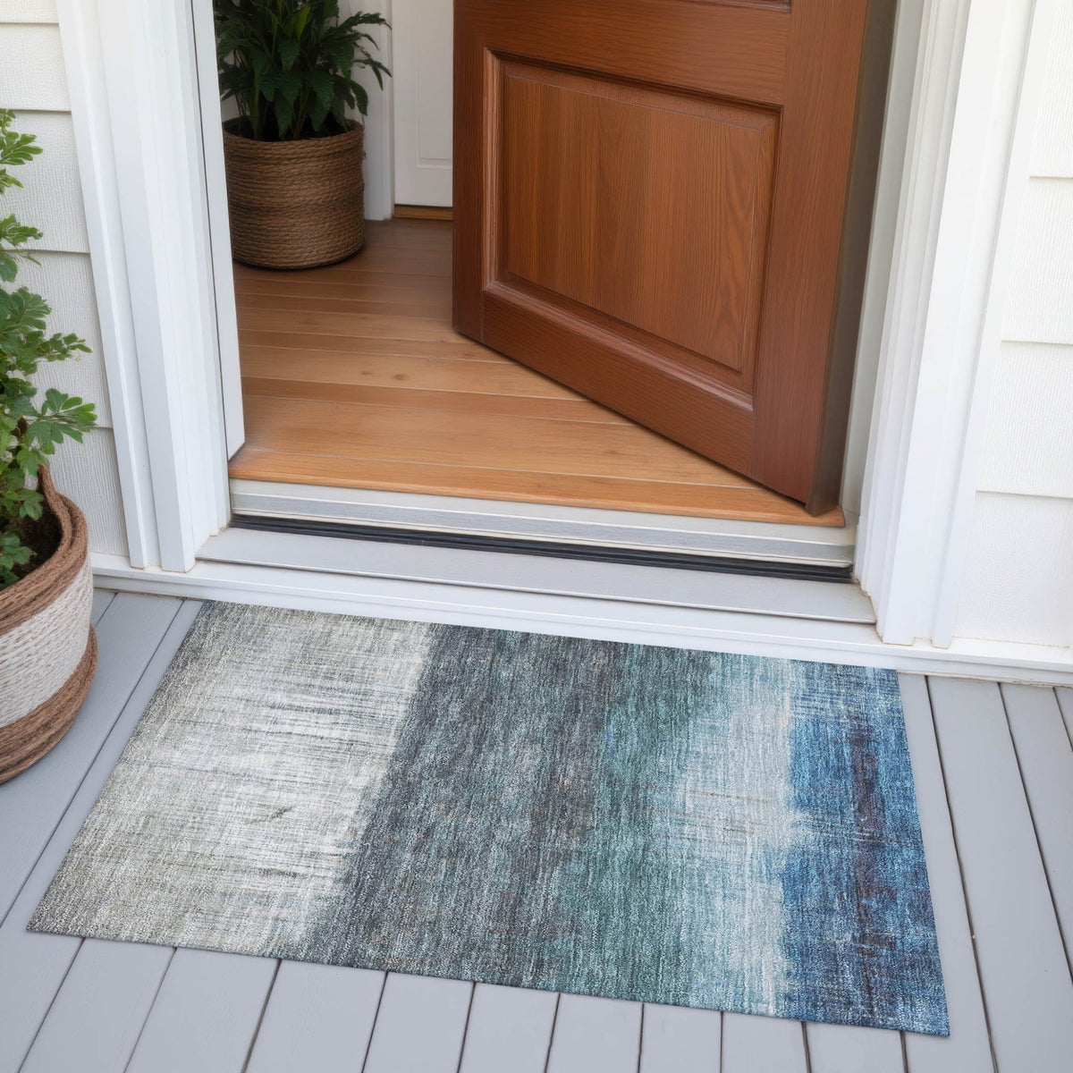 Addison Chantille ACN2118 Abstract Machine Made Transitional Blue Rug