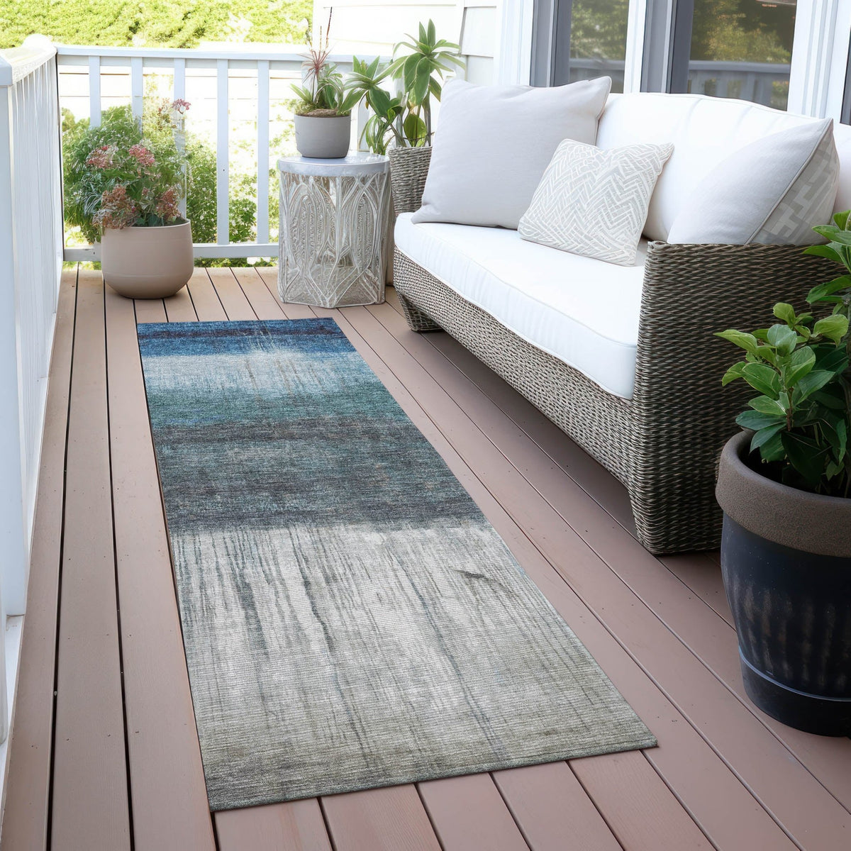 Addison Chantille ACN2118 Abstract Machine Made Transitional Blue Rug