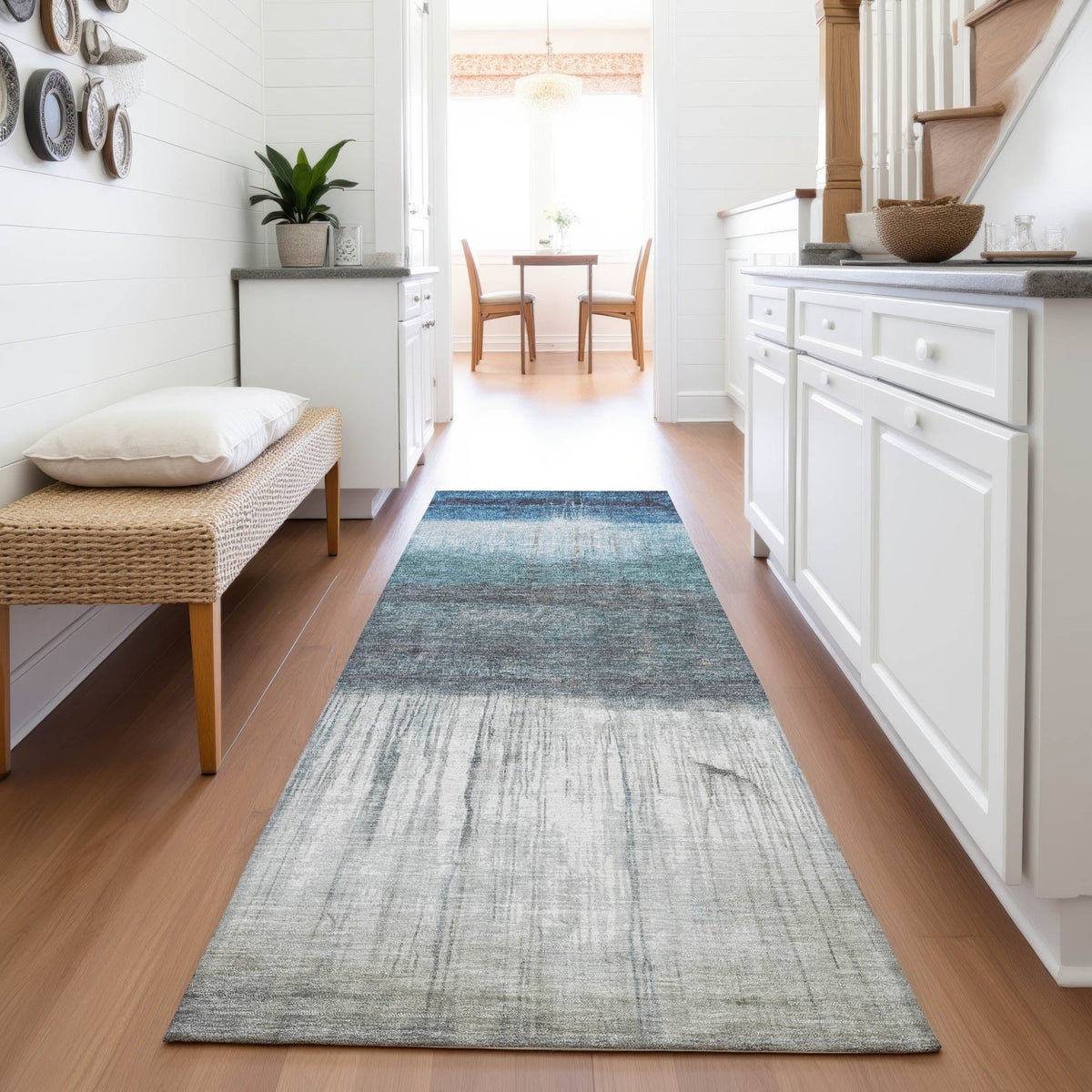 Addison Chantille ACN2118 Abstract Machine Made Transitional Blue Rug