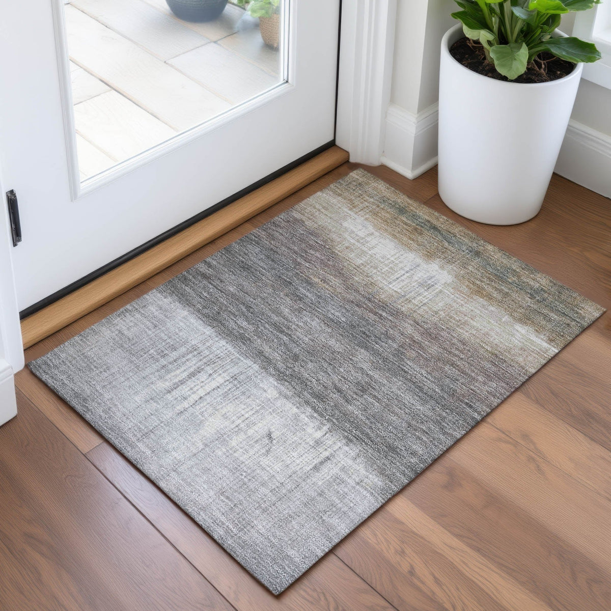 Addison Chantille ACN2118 Abstract Machine Made Transitional Taupe Rug