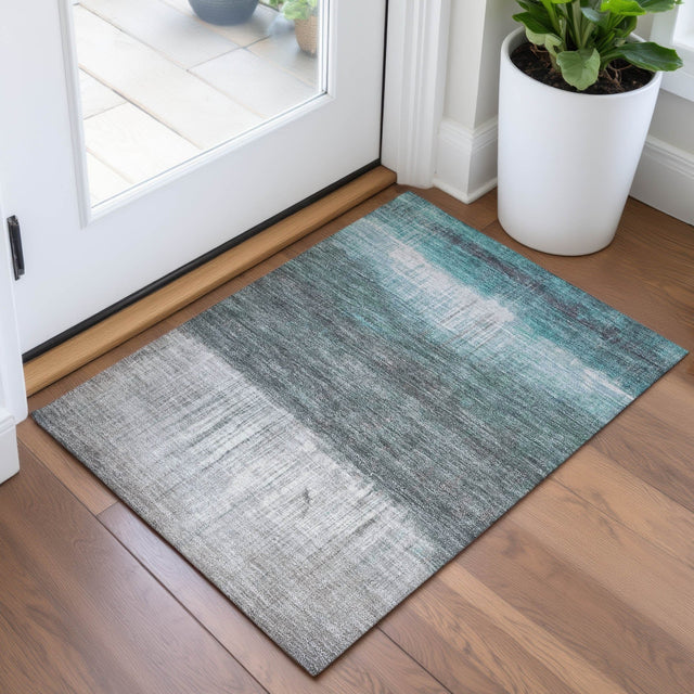 Addison Chantille ACN2118 Abstract Machine Made Transitional Teal Rug