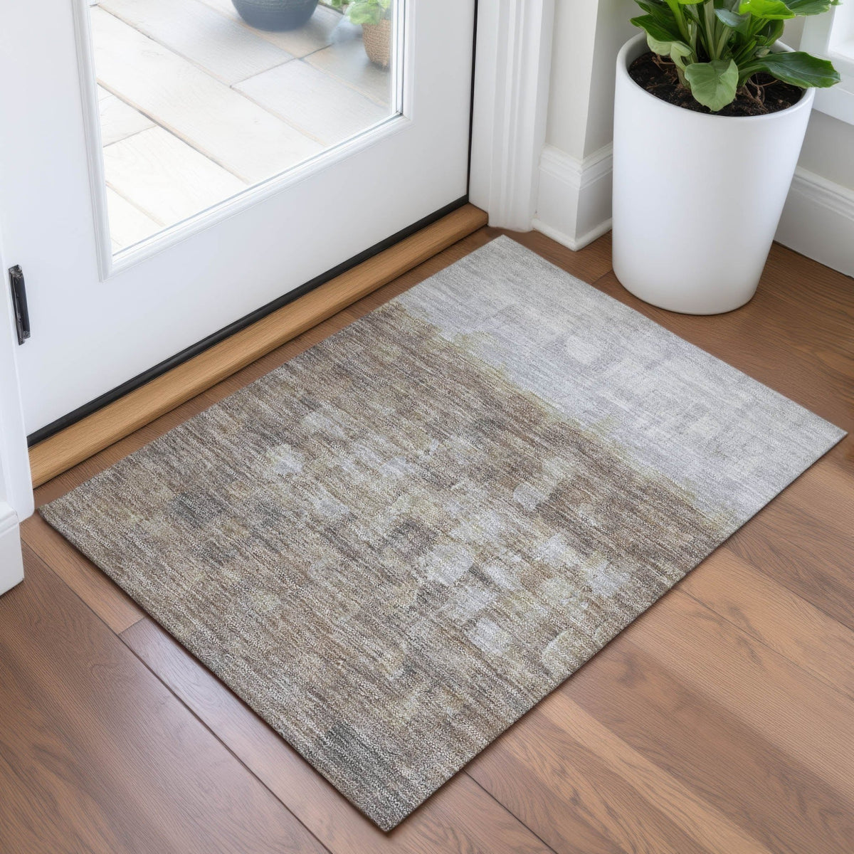 Addison Chantille ACN2119 Abstract Machine Made Transitional Taupe Rug