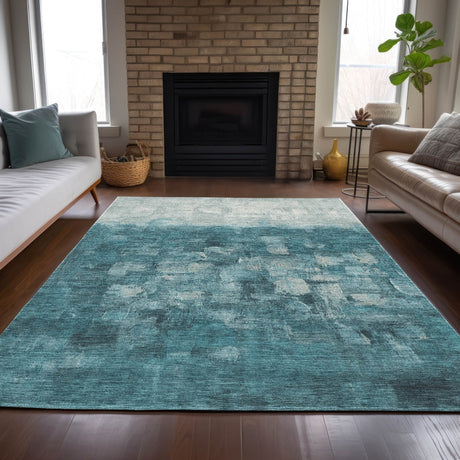 Addison Chantille ACN2119 Abstract Machine Made Transitional Teal Rug