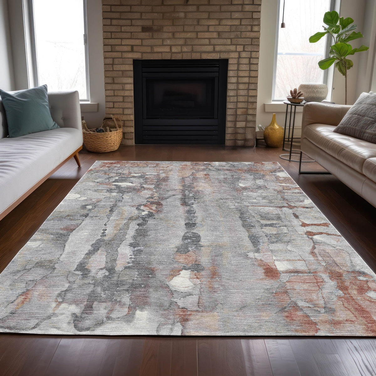 Addison Chantille ACN2120 Abstract Machine Made Transitional Copper Rug
