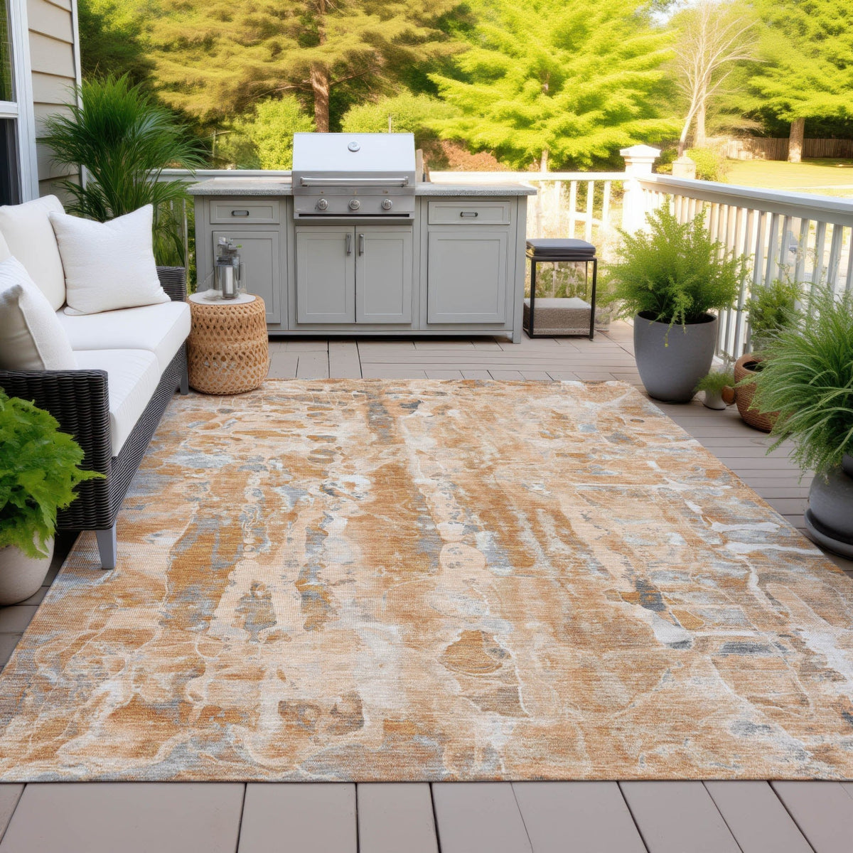 Addison Chantille ACN2120 Abstract Machine Made Transitional Orange Rug