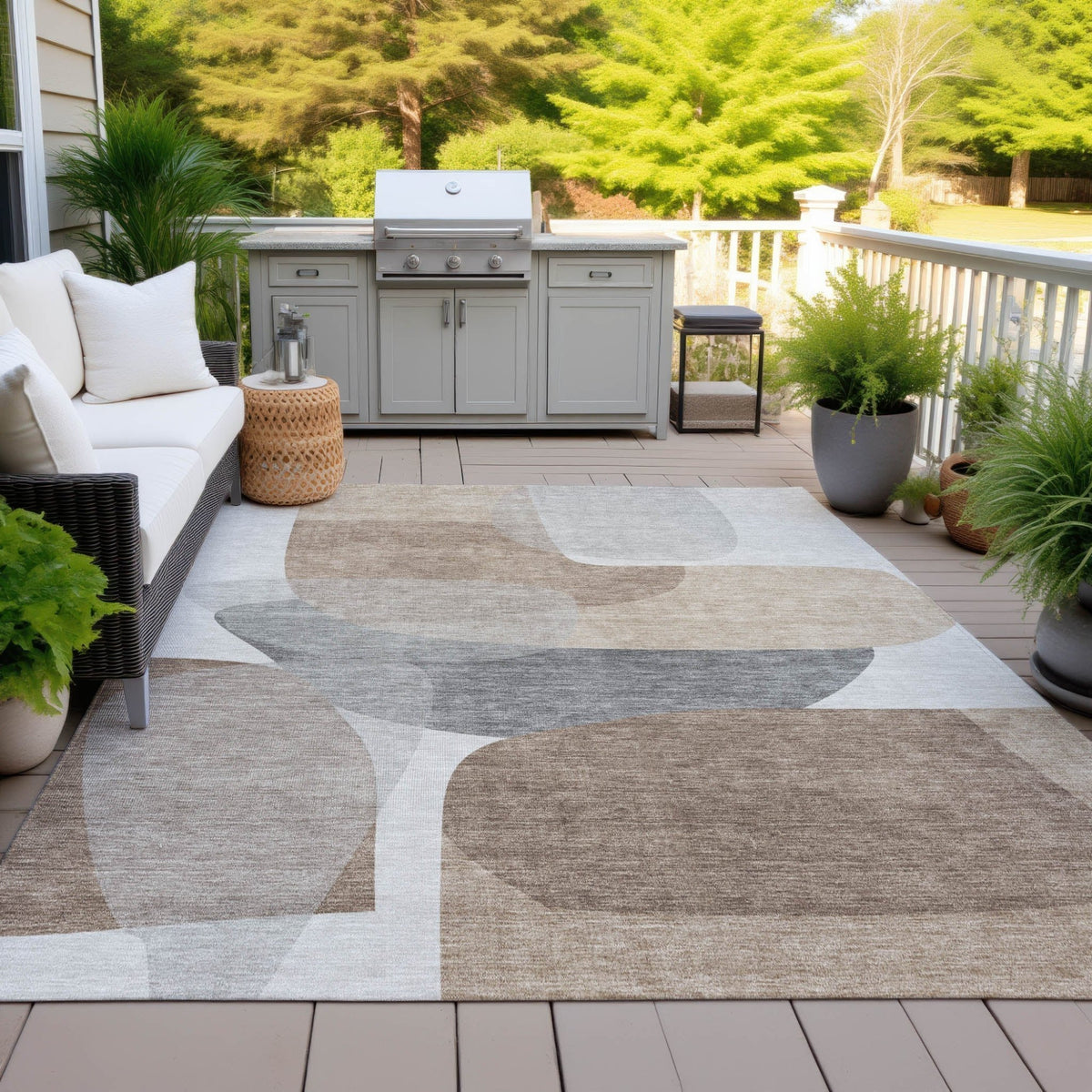 Addison Chantille ACN2121 Blocks Machine Made Transitional Mocha Rug