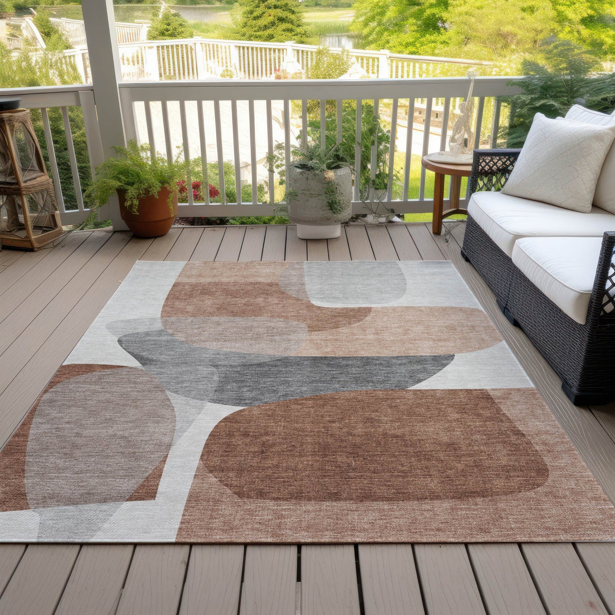 Addison Chantille ACN2121 Blocks Machine Made Transitional Paprika Rug