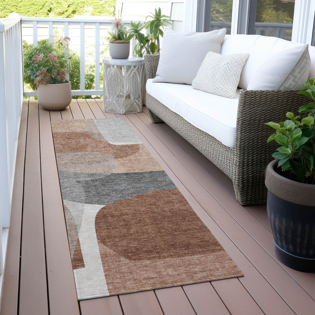 Addison Chantille ACN2121 Blocks Machine Made Transitional Paprika Rug