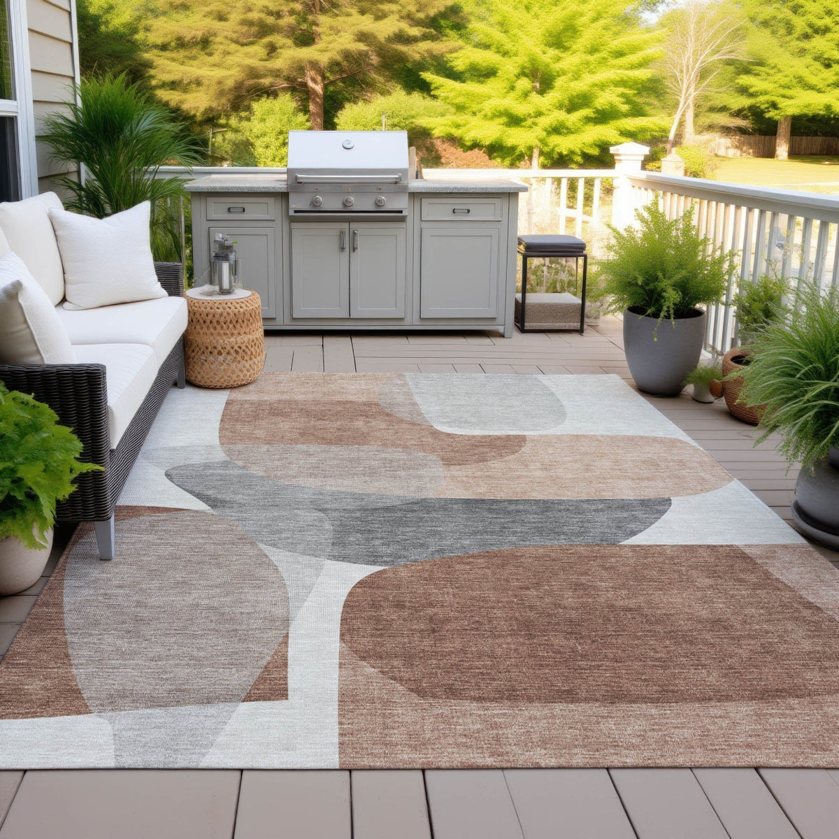 Addison Chantille ACN2121 Blocks Machine Made Transitional Paprika Rug