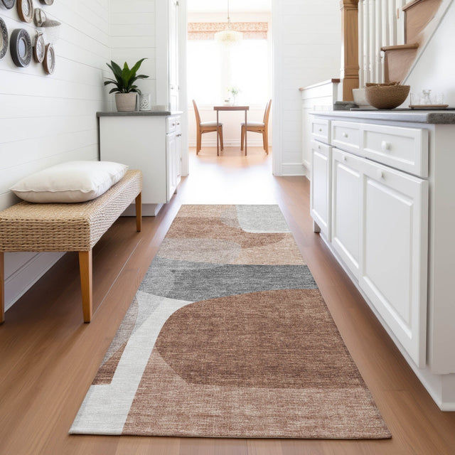 Addison Chantille ACN2121 Blocks Machine Made Transitional Paprika Rug