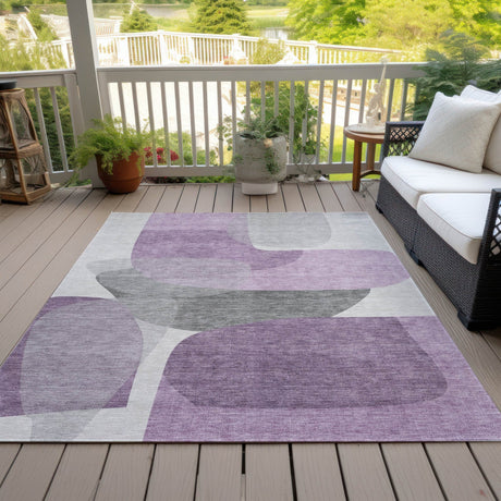 Addison Chantille ACN2121 Blocks Machine Made Transitional Purple Rug