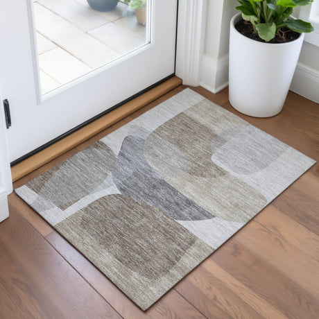 Addison Chantille ACN2121 Blocks Machine Made Transitional Taupe Rug