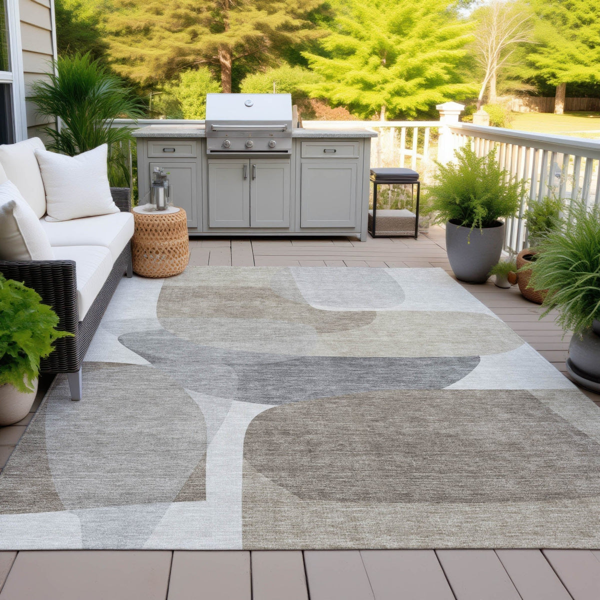 Addison Chantille ACN2121 Blocks Machine Made Transitional Taupe Rug