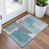 Addison Chantille ACN2121 Blocks Machine Made Transitional Teal Rug