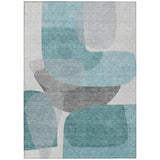Addison Chantille ACN2121 Blocks Machine Made Transitional Teal Rug