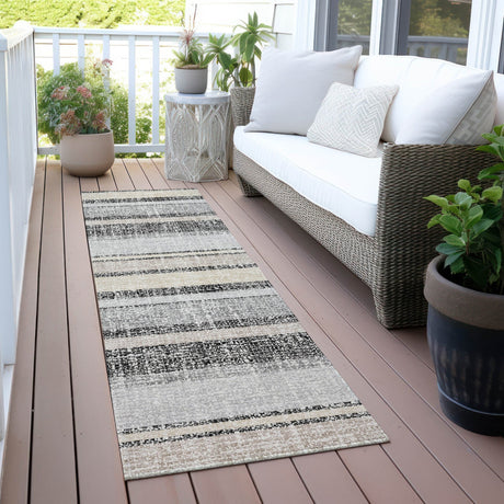 Addison Chantille ACN2122 Stripes Machine Made Transitional Black Rug
