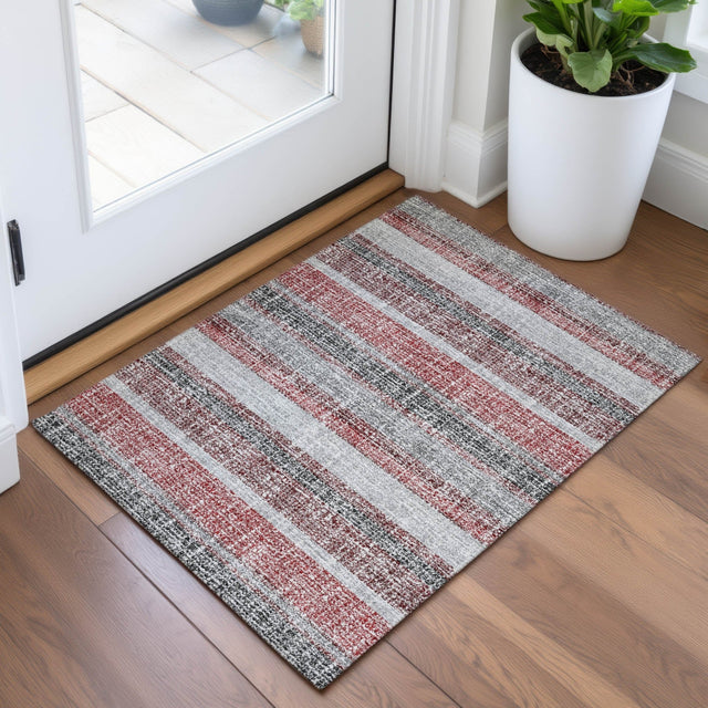 Addison Chantille ACN2122 Stripes Machine Made Transitional Burgundy Rug