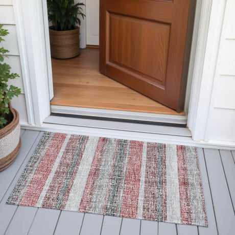 Addison Chantille ACN2122 Stripes Machine Made Transitional Burgundy Rug