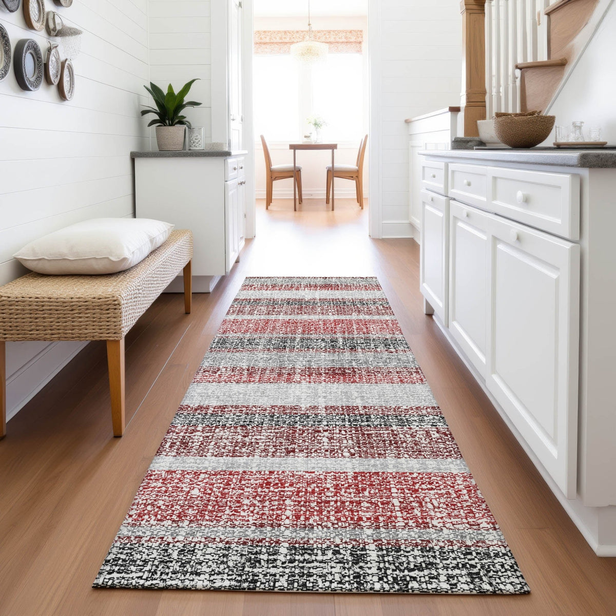 Addison Chantille ACN2122 Stripes Machine Made Transitional Burgundy Rug