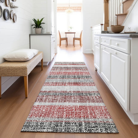 Addison Chantille ACN2122 Stripes Machine Made Transitional Burgundy Rug