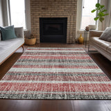 Addison Chantille ACN2122 Stripes Machine Made Transitional Burgundy Rug