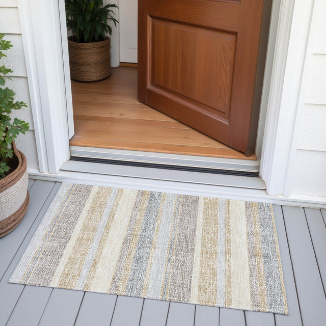 Addison Chantille ACN2122 Stripes Machine Made Transitional Gold Rug