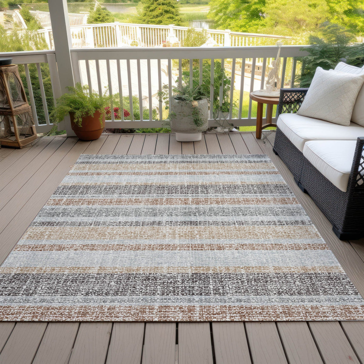 Addison Chantille ACN2122 Stripes Machine Made Transitional Gray Rug