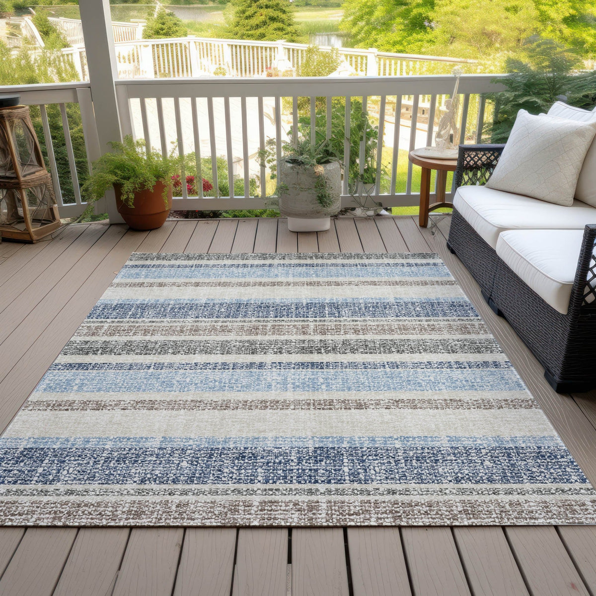 Addison Chantille ACN2122 Stripes Machine Made Transitional Navy Rug