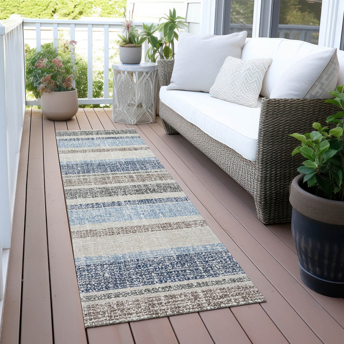 Addison Chantille ACN2122 Stripes Machine Made Transitional Navy Rug