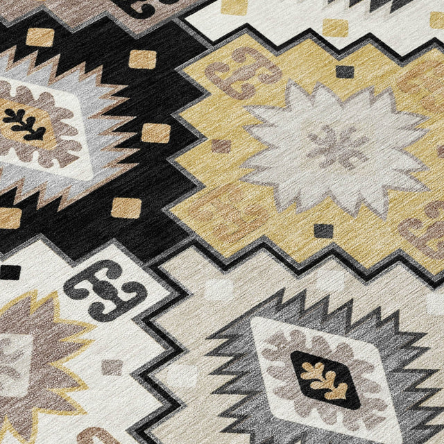 Addison Chantille ACN2123 Ethnic Machine Made Transitional Black Rug