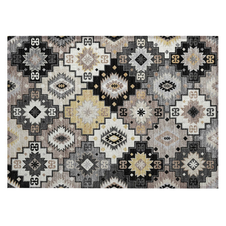 Addison Chantille ACN2123 Ethnic Machine Made Transitional Black Rug