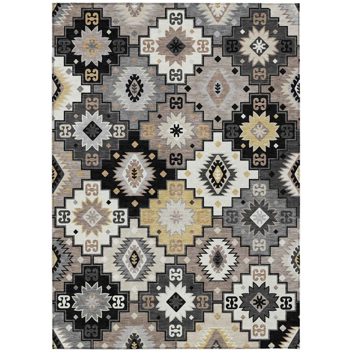 Addison Chantille ACN2123 Ethnic Machine Made Transitional Black Rug