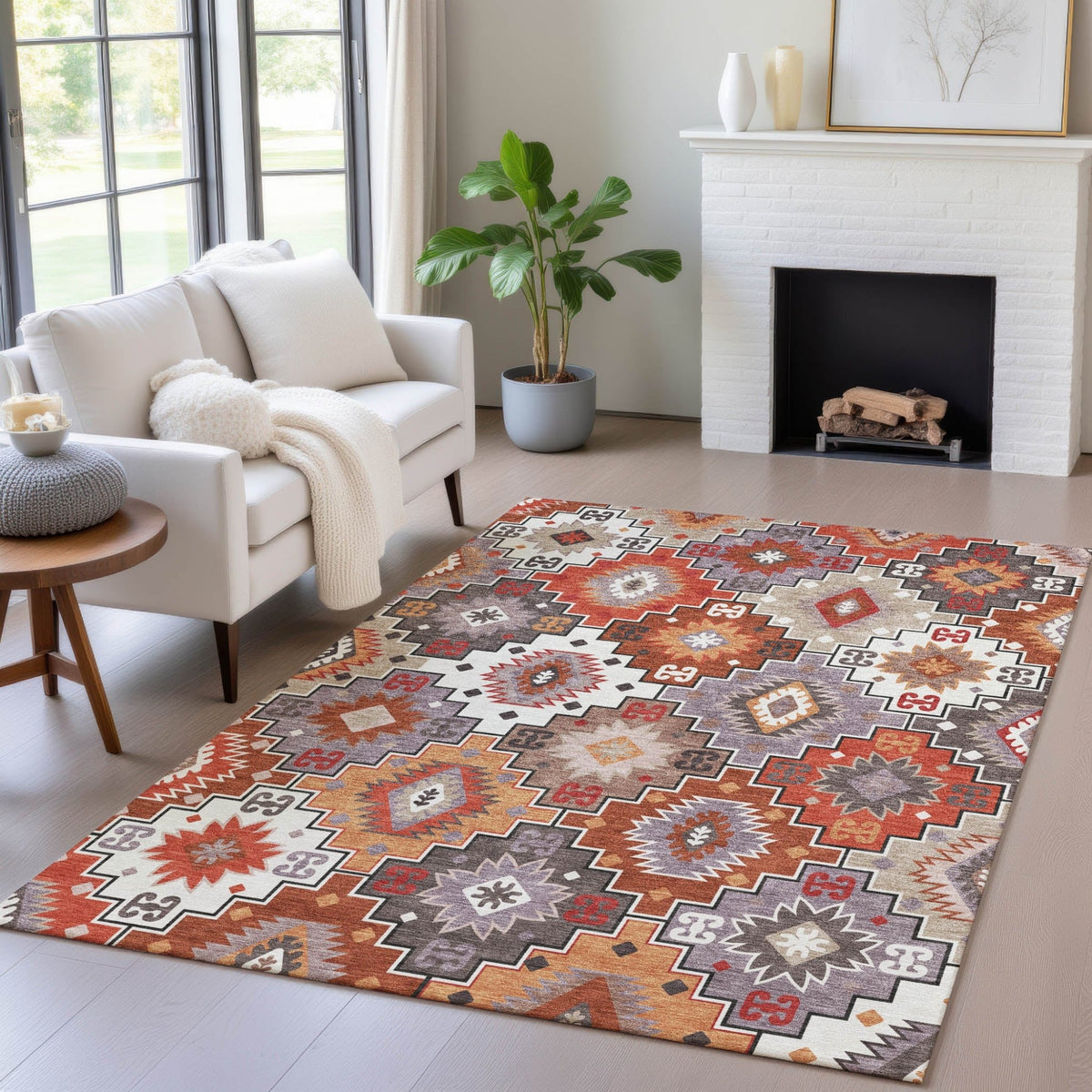 Addison Chantille ACN2123 Ethnic Machine Made Transitional Paprika Rug