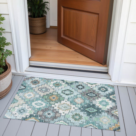Addison Chantille ACN2123 Ethnic Machine Made Transitional Teal Rug