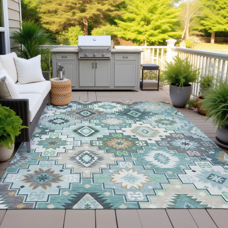 Addison Chantille ACN2123 Ethnic Machine Made Transitional Teal Rug