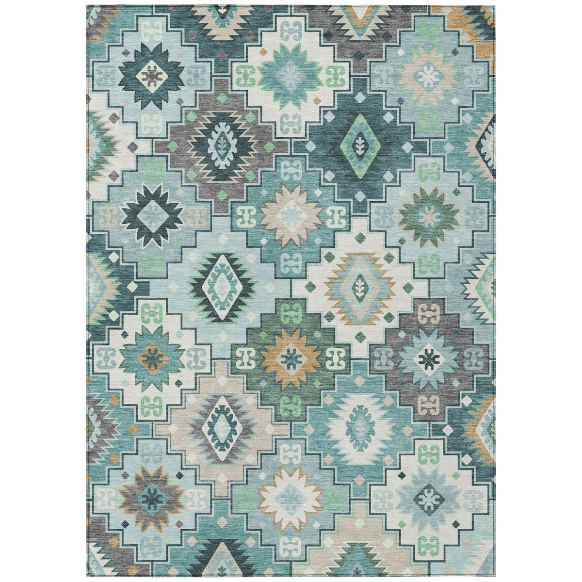 Addison Chantille ACN2123 Ethnic Machine Made Transitional Teal Rug